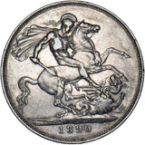 1890 Crown - Victoria British Silver Coin - Nice