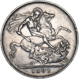 1891 Crown - Victoria British Silver Coin - Nice