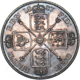 1887 Double Florin (Arabic 1) - Victoria British Silver Coin - Very Nice
