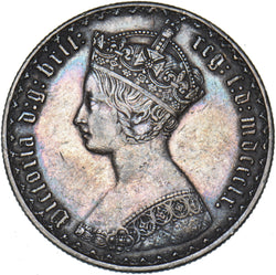 1860 Gothic Florin - Victoria British Silver Coin - Nice