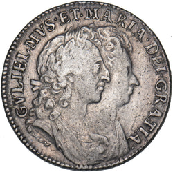 1693 Shilling (3 Over 0) - William & Mary British Silver Coin - Nice