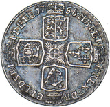 1758 Shilling - George II British Silver Coin - Nice
