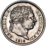1816 Shilling - George III British Silver Coin - Superb