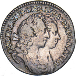 1693 Sixpence - William & Mary British Silver Coin - Nice