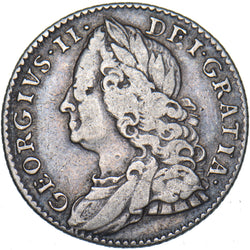 1757 Sixpence - George II British Silver Coin - Nice