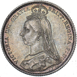 1887 Sixpence - Victoria British Silver Coin - Superb