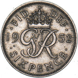 1952 Sixpence - George VI British  Coin - Nice