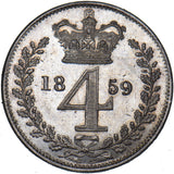 1859 Maundy Fourpence - Victoria British Silver Coin - Superb