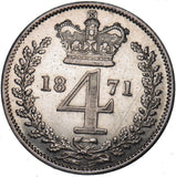1871 Maundy Fourpence - Victoria British Silver Coin - Very Nice