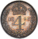 1898 Maundy Fourpence - Victoria British Silver Coin - Superb