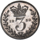 1859 Threepence - Victoria British Silver Coin - Very Nice