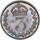 1887 Threepence - Victoria British Silver Coin - Superb