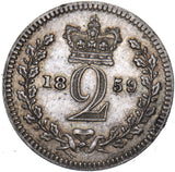 1859 Maundy Twopence - Victoria British Silver Coin - Superb
