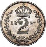 1897 Maundy Twopence - Victoria British Silver Coin - Superb