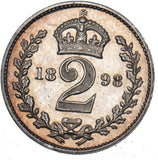 1898 Maundy Twopence - Victoria British Silver Coin - Superb