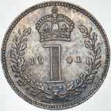 1901 Maundy Penny - Victoria British Silver Coin - Superb