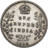 1906 India Rupee - Edward VII Silver Coin - Nice