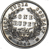 1840 India Rupee - Victoria British Coin - Very Nice
