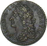 1689 Ireland Gunmoney Halfcrown (Mar.) - James II Copper/Brass Coin - Nice