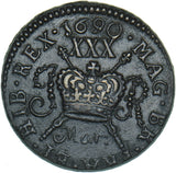 1690 Ireland Gunmoney Limerick Halfcrown (Mar:) - Copper/Brass Coin - Very Nice