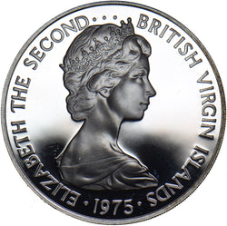 1975 British Virgin Islands Proof 1 Dollar - Elizabeth II Silver Coin - Superb