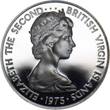 1975 British Virgin Islands Proof 1 Dollar - Elizabeth II Silver Coin - Superb