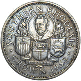 1953 Southern Rhodesia Crown - Elizabeth II Silver Coin - Very Nice
