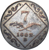 1802 B Austria 7 Kreuzer - Silver Coin - Nice