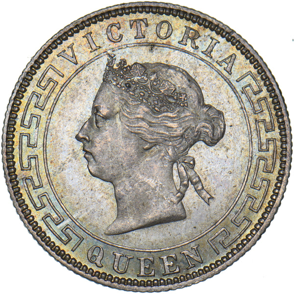 1892 Ceylon (Sri Lanka) 50 Cents - Victoria Silver Coin - Superb