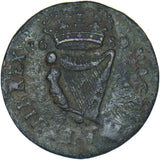1680 Ireland Halfpenny - Charles II Copper Coin