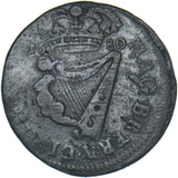 1680 Ireland Halfpenny - Charles II Copper Coin