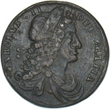 1682 Ireland Halfpenny - Charles II Copper Coin - Nice