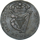 1682 Ireland Halfpenny - Charles II Copper Coin - Nice