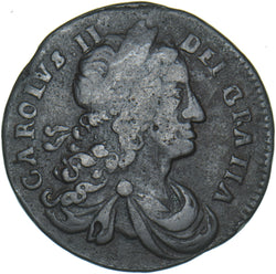 1683 Ireland Halfpenny - Charles II Copper Coin