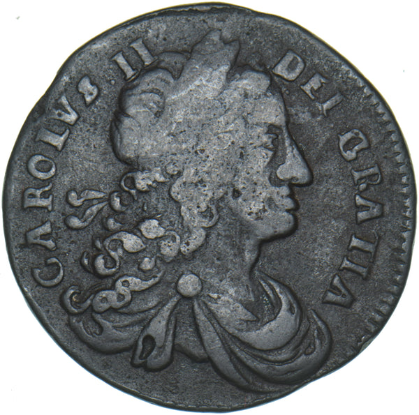 1683 Ireland Halfpenny - Charles II Copper Coin