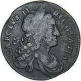 1683 Ireland Halfpenny - Charles II Copper Coin