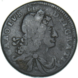 1683 Ireland Halfpenny - Charles II Copper Coin