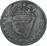 1683 Ireland Halfpenny - Charles II Copper Coin