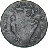 1769 Ireland Halfpenny - George III Copper Coin