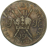 1689 Ireland Gunmoney Shilling (Sep) - James II Copper/Brass Coin - Nice