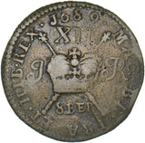 1689 Ireland Gunmoney Shilling (8BER October) - James II Copper/Brass Coin