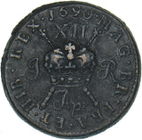 1690 Ireland Gunmoney Large Shilling (Apr.) - James II Copper/Brass Coin - Nice