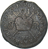 1690 Ireland Gunmoney Shilling (Apr:) - James II Copper/Brass Coin