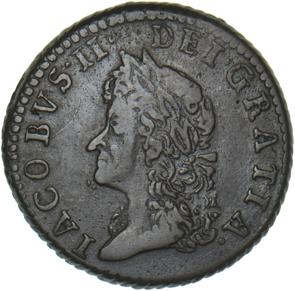 1690 Ireland Gunmoney Shilling (May) - James II Copper/Brass Coin - Nice