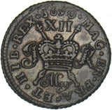 1690 Ireland Gunmoney Shilling (May) - James II Copper/Brass Coin - Nice