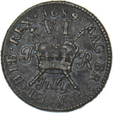 1689 Ireland Gunmoney Sixpence (July.) - James II Copper/Brass Coin - Nice