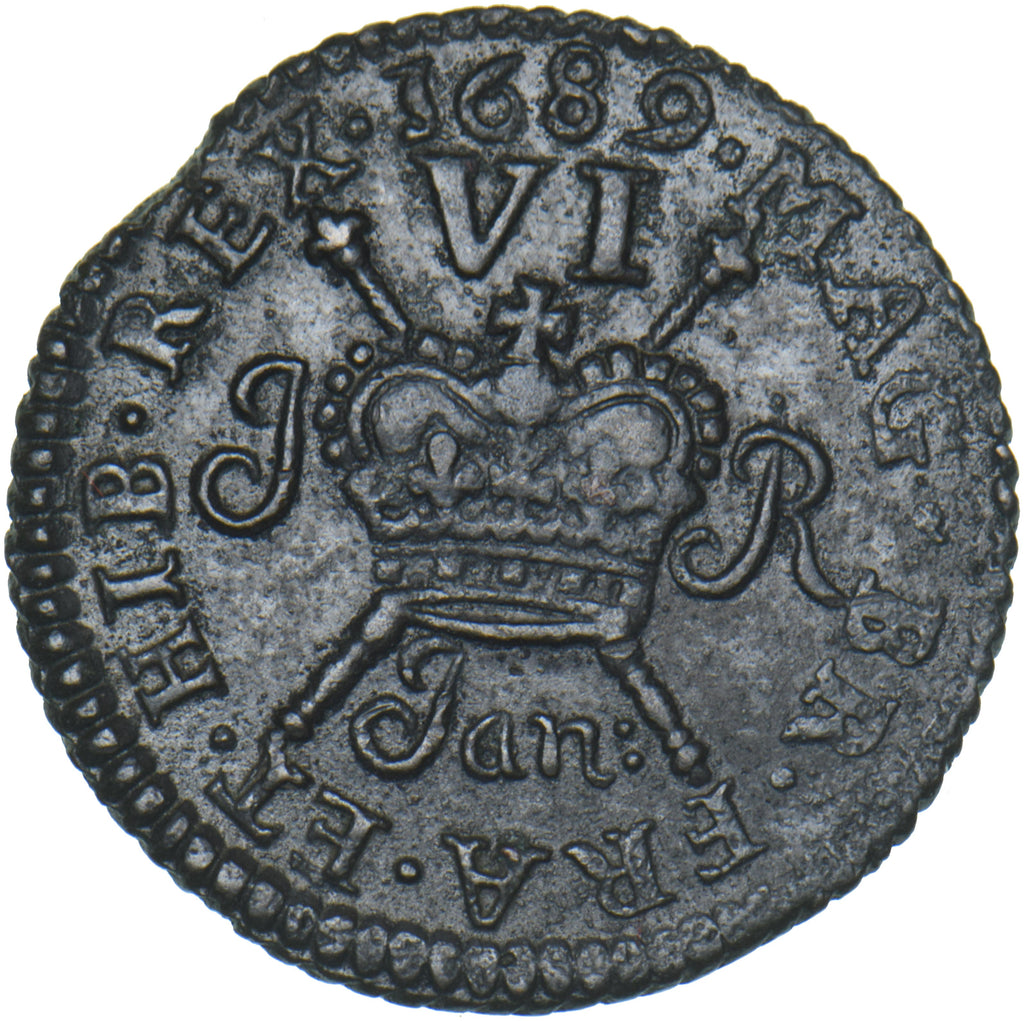 1689 Ireland Gunmoney Sixpence (Jan:) - James II Copper/Brass Coin - N ...