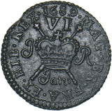 1689 Ireland Gunmoney Sixpence (Jan:) - James II Copper/Brass Coin - Nice