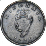 1805 Ireland Halfpenny - George III Copper Coin