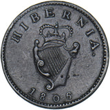1806 Ireland Farthing - George III Copper Coin - Nice